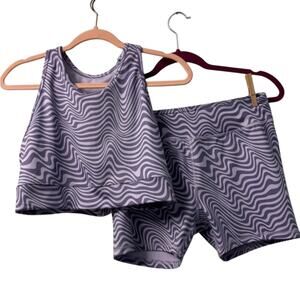 Free Assembly Purple crop and bike shorts girls XXL gym workout practice